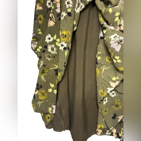 Madewell Flowy Green Floral Cinch-Waist Tiered Midi Dress in Wildblooms Size XS - Picture 10 of 16